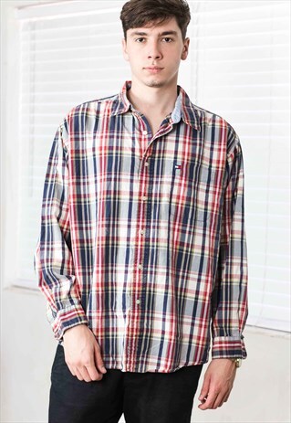 VINTAGE TOMMY HILFIGER CHECKED SHIRT LOGO 90S L 8.4