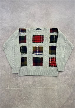 Nautica Knitted Jumper Checked Patterned Chunky Knit Sweater