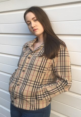 WOMENS BURBERRY JACKET BEIGE NOVA CHECK JACKET DENIM COAT