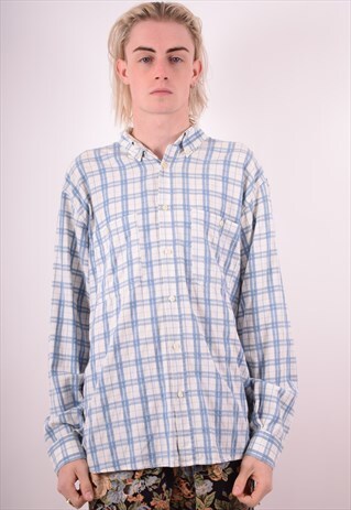 LEVI'S MENS VINTAGE SHIRT LARGE BLUE CHECK 90S