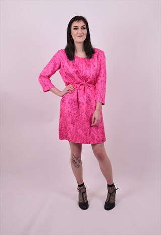 VINTAGE 60'S BRIGHT PINK SHIFT DRESS SIZE 10 12 14