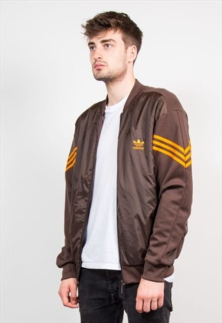 BROWN ADIDAS TRACKSUIT JACKET TOP