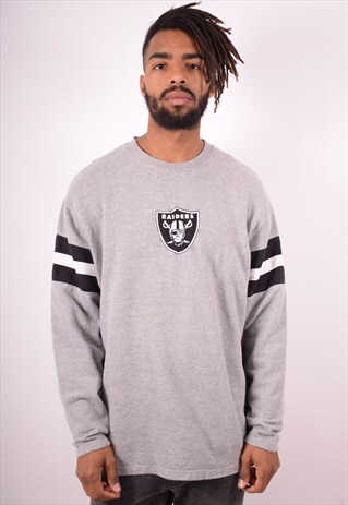 NFL MENS VINTAGE RAIDERS SWEATSHIRT JUMPER LARGE GREY 90S
