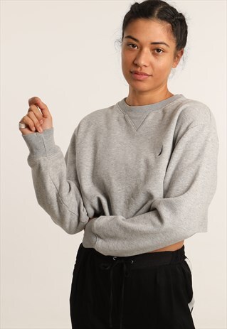 VINTAGE NAUTICA EMBROIDERED LOGO CROPPED SWEATSHIRT