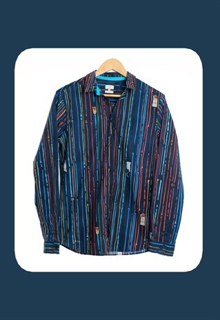 VINTAGE SLIM FIT PAUL SMITH BLUE PATTERNED SHIRT