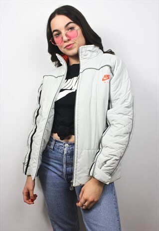 90'S RARE GREY AND ORANGE PUFFER JACKET