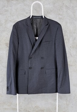 Hugo Boss Grey Blazer Jacket Wool Double Breasted UK40R