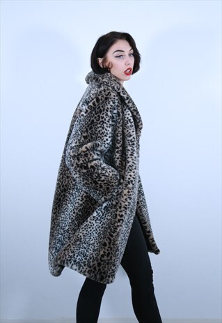 FAUX FUR LEOPARD PRINT COAT