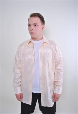 Vintage men striped orange long sleeve shirt 