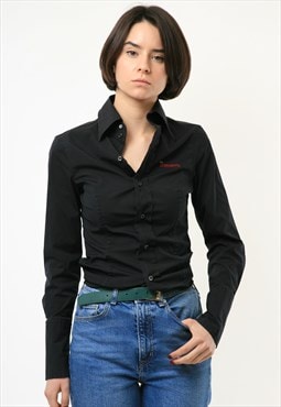 90s Vintage Dsquared Black Classic Long Sleeve Shirt 3841