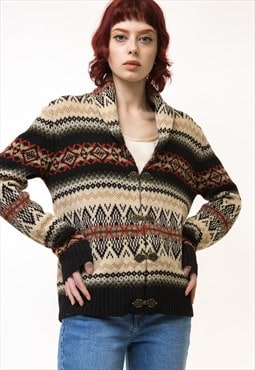 Abstract Pattern Knitwear Handknitted Cardigan 5408