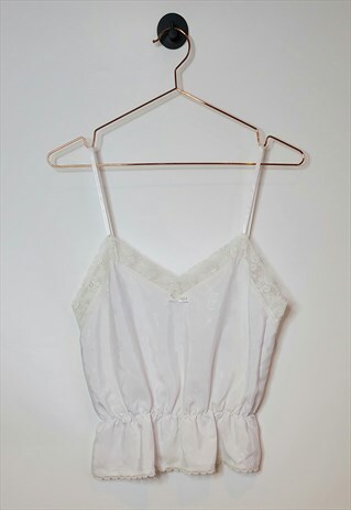 VINTAGE 80S LACE CAMI TOP WHITE