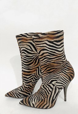 zebra print sock boots