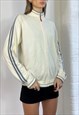 VINTAGE Y2K GUESS ZIPPED JUMPER KNITTED SPORTY CREAM
