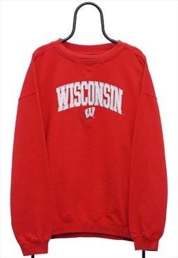Vintage Wisconsin Badgers NCAA Red Sweatshirt Mens