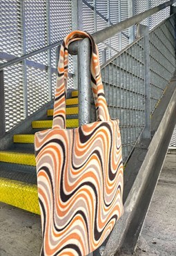 70's Swirl Fleece Tote Bag