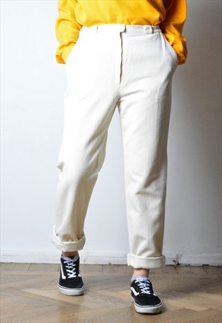 VINTAGE 90S CREAM WHITE CORDUROY PANTS