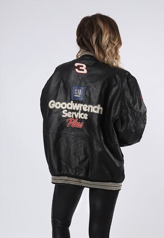 LEATHER BOMBER JACKET RACING NASCAR UK 20 -22 (GOAY)