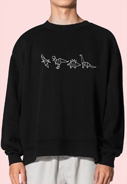 Dino Origami print Black Sweatshirt