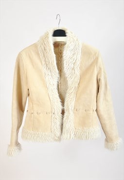 Vintage 00s faux fur jacket in beige