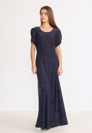 VINTAGE BLUE SHORT SLEEVE MAXI DRESS