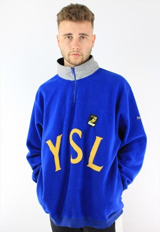 YVES SAINT LAURENT YSL SPELLOUT HALF-ZIP VINTAGE FLEECE
