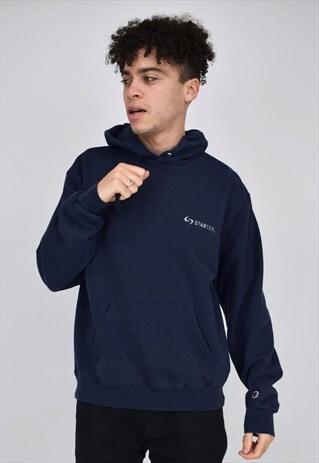 VINTAGE 90'S CHAMPION STARTEK NAVY HOODIE