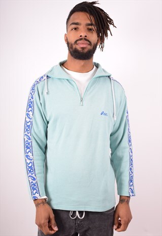 ASICS MENS VINTAGE SWEATSHIRT JUMPER SMALL BLUE 90S