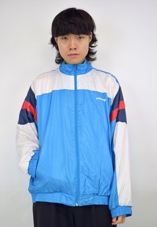 VINTAGE 90S ADIDAS BLUE RED AND WHITE JACKET