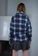 VINTAGE Y2K DARK CHECKERED UNISEX BAGGY FLEECE IN NAVY