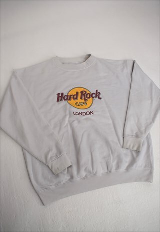VINTAGE 90S HARD ROCK CAFE LONDON WHITE SWEATSHIRT