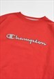 VINTAGE 90S CHAMPION EMBROIDERED LOGO SWEATSHIRT IN RED