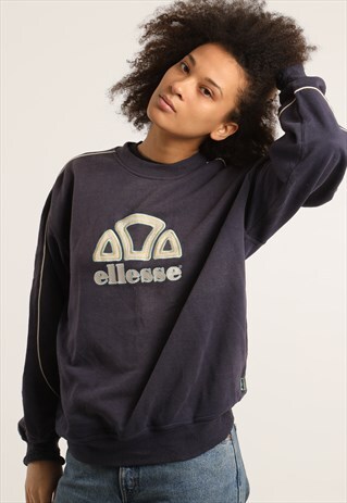 VINTAGE ELLESSE EMBROIDERED SPELL OUT LOGO SWEATSHIRT