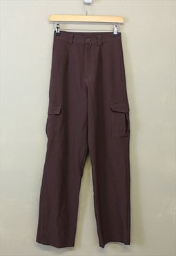 Vintage Y2K Chocolate Brown Cargo Trousers With Pockets 