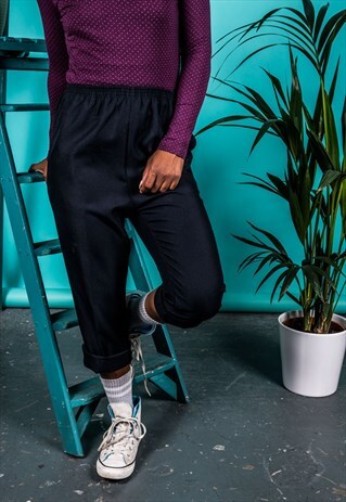 VINTAGE HIGH-WAISTED TROUSER IN NAVY BLUE