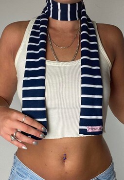 Celiapops Lulu skinny scarf in navy blue stripe
