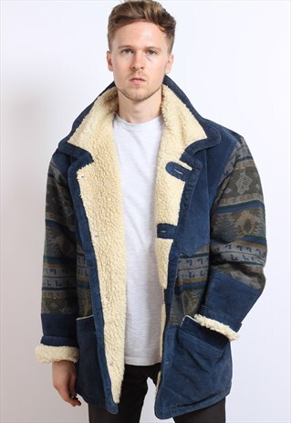 VINTAGE AZTEC NAVAJO FLEECE LINED JACKET
