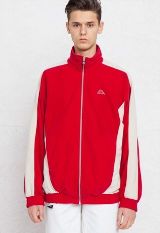 VINTAGE RED KAPPA ZIP TRACK VELOUR JACKET