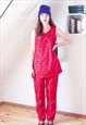BRIGHT RED HANDMADE TWO PIECES TROUSERS AND TOP SET