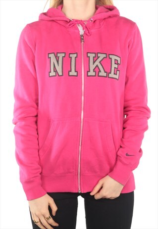 NIKE - PINK EMBROIDERED ZIP UP HOODIE - MEDIUM