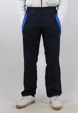 VINTAGE ADIDAS PATTERNED NAVY TRACKSUIT BOTTOMS