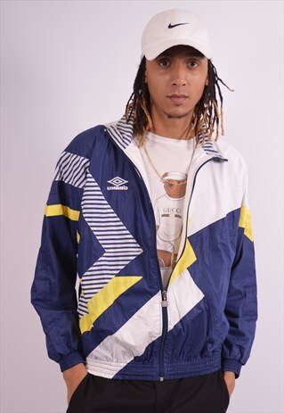 UMBRO MENS VINTAGE TRACKSUIT TOP JACKET LARGE NAVY BLUE 90S