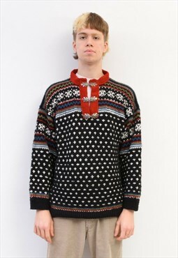 Vintage M Men's Norwegian Jumper Pullover Sweater Nordic Woo