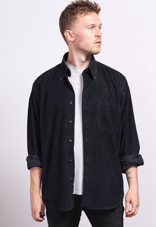 VINTAGE CORDUROY CORD SHIRT BLUE