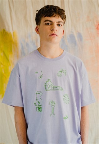 LILAC AND GREEN PEDESTAL FLASH PRINT TEE