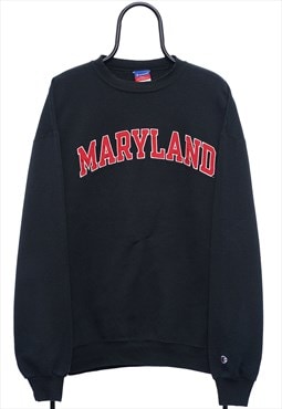 Vintage Champion Maryland Spellout Black Sweatshirt Mens