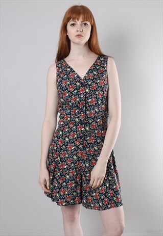 VINTAGE 90S FLORAL PATTERNED TIE BACK CULOTTE PLAYSUIT