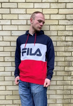 Vintage 1990s Red & Blue Fila Spell-Out Hoodie