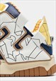 PLATFORM HIGH TOPS GRAFFITI PATCH TRAINERS SKATER SHOES BLUE