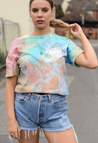 VINTAGE FESTIVAL TIE DYE T-SHIRT WITH GRAPHIC LOGO